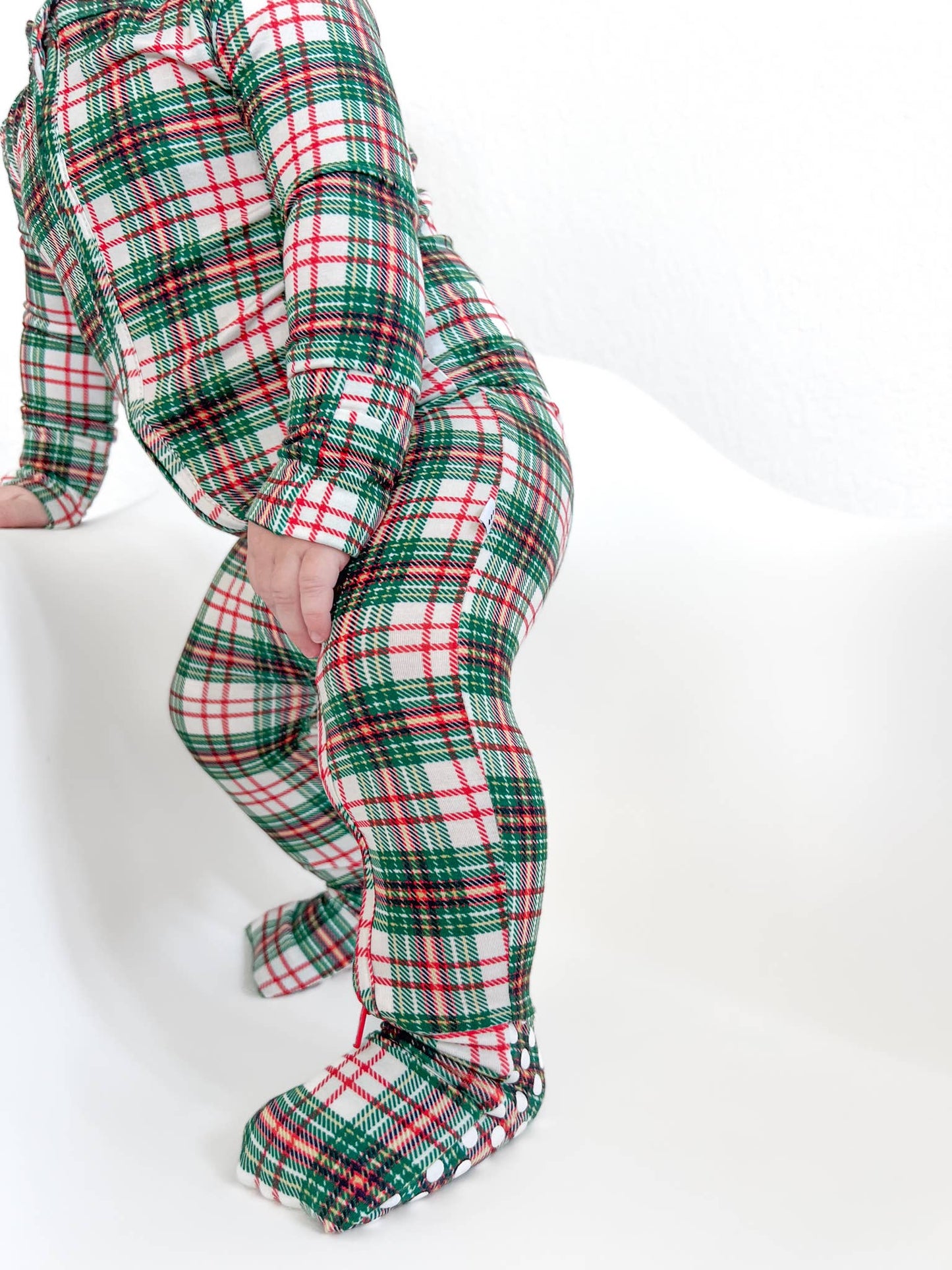 Christmas Plaid Zip Romper