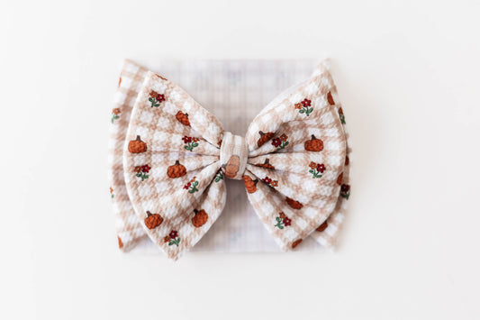 Fall Pumpkins & Flowers Gingham